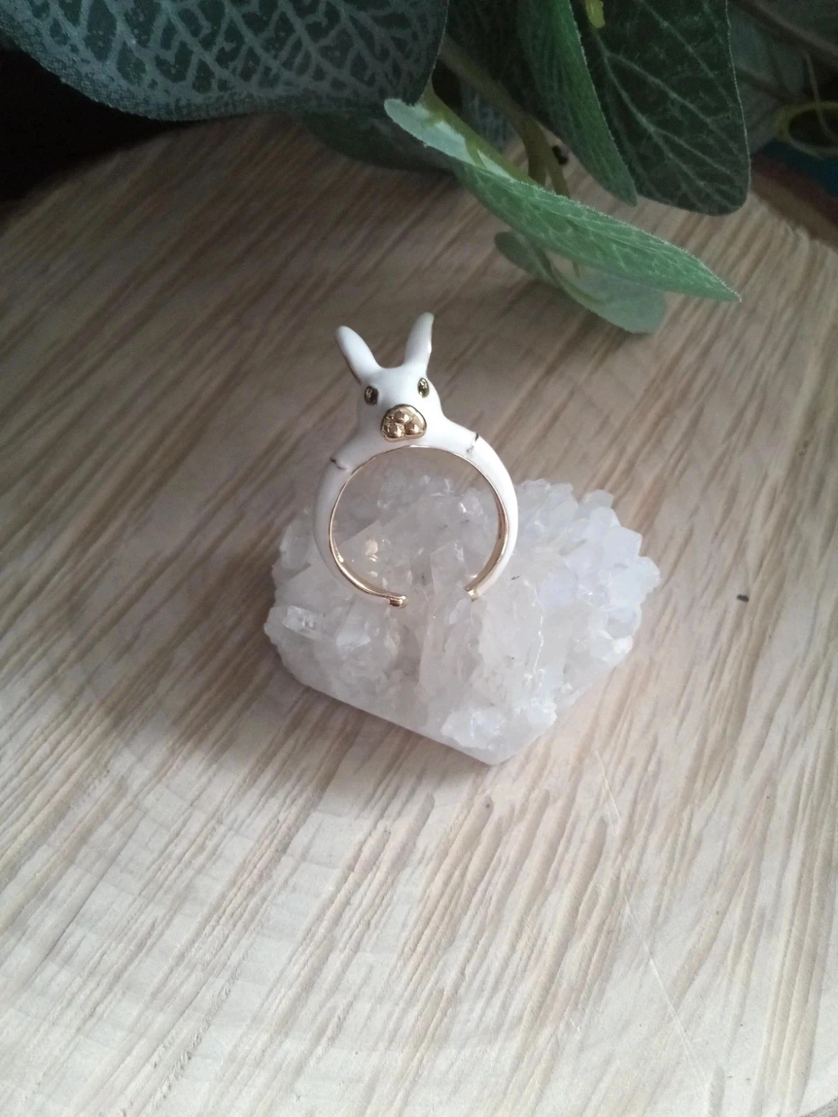 Anillo esmaltado de conejo blanco – photo 3